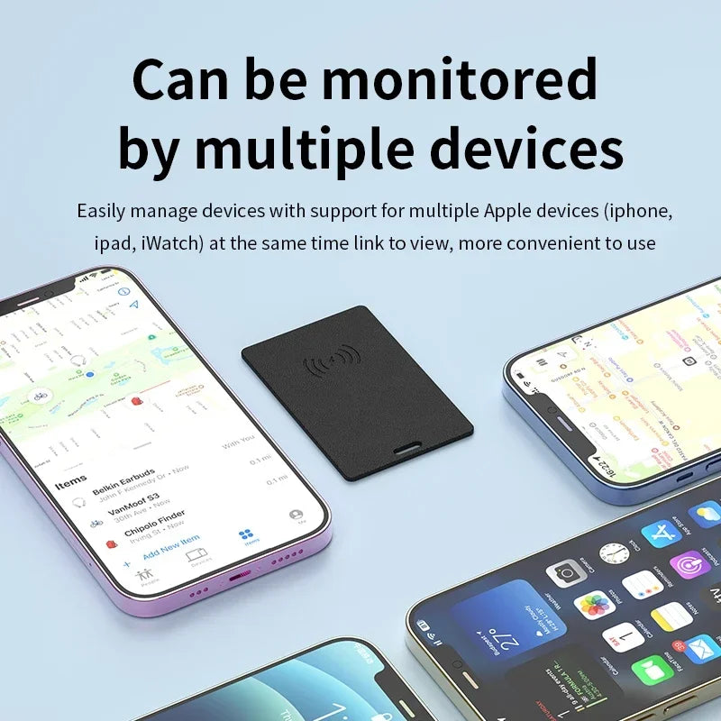 Thin GPS Locator Card anti Loss GPS Tracking Smart Mini Tag Bluetooth Wireless Charge for Find My APP IOS Wallet Phone Tracker