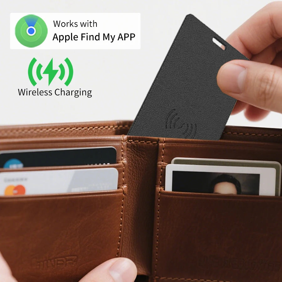 Thin GPS Locator Card anti Loss GPS Tracking Smart Mini Tag Bluetooth Wireless Charge for Find My APP IOS Wallet Phone Tracker